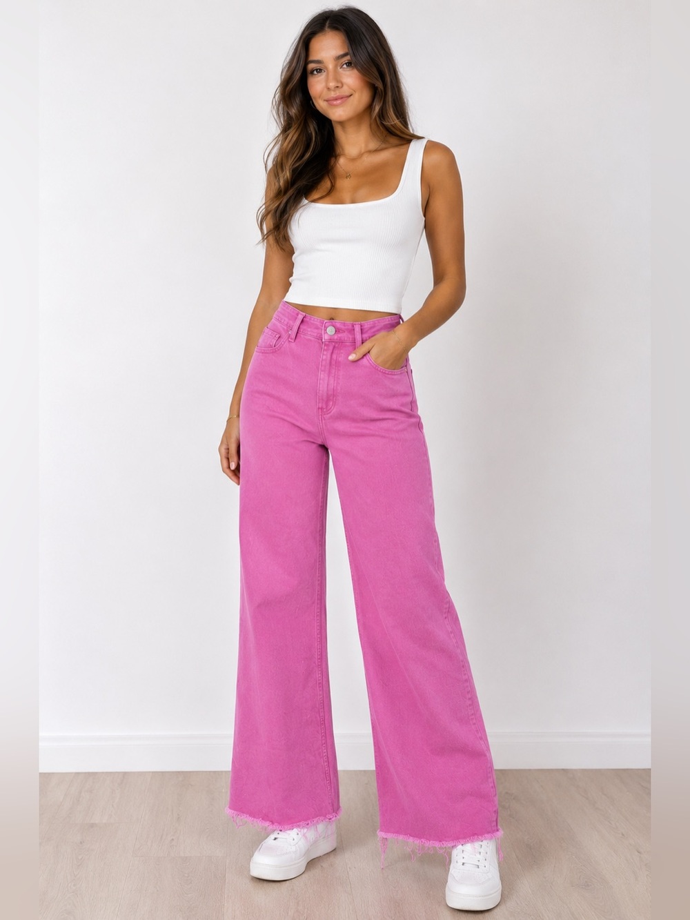 Zara Women’s Viral High Rise Wide Leg Pink Jeans - Size 2/24” Waist